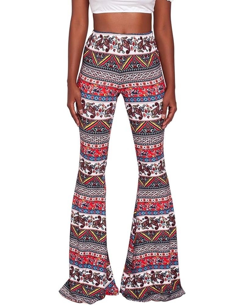 Women High Waisted Fit Flare Ethnic Paisley Floral Bell Bottoms Yoga Pants Flared Leggings Boho 7 $13.49 Leggings