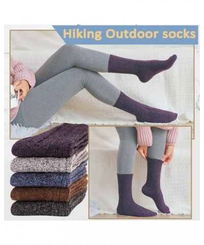 5 Pairs Wool Socks for Women Thermal Warm Hiking Boot Knit Cozy Winter Crew Duty Work Soft Socks for Ladies Assored Vintage(5...