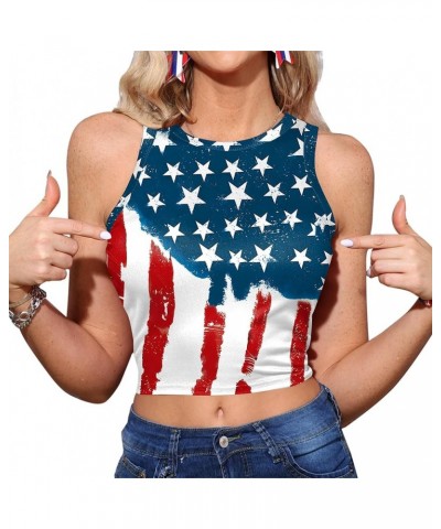 Women's 4th of July Sexy American Flag Patriotic Crop Tank Top Stars & Stripe 1 $13.10 Tanks