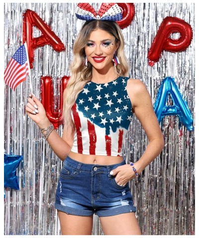 Women's 4th of July Sexy American Flag Patriotic Crop Tank Top Stars & Stripe 1 $13.10 Tanks