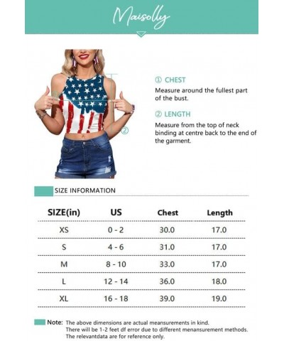 Women's 4th of July Sexy American Flag Patriotic Crop Tank Top Stars & Stripe 1 $13.10 Tanks