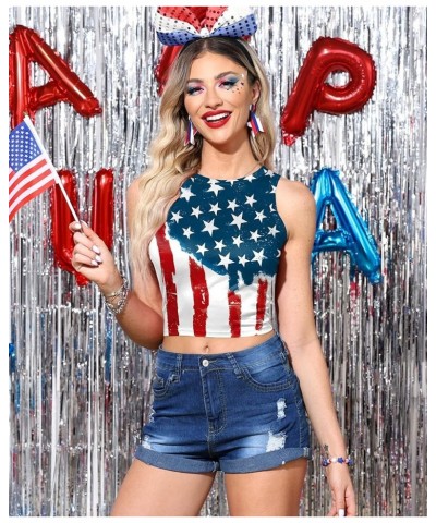 Women's 4th of July Sexy American Flag Patriotic Crop Tank Top Stars & Stripe 1 $13.10 Tanks