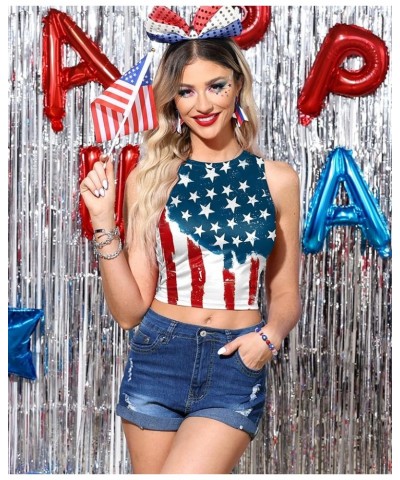 Women's 4th of July Sexy American Flag Patriotic Crop Tank Top Stars & Stripe 1 $13.10 Tanks