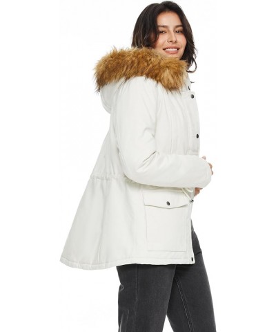 Women's Winter Parka Jacket Hooded Warm Coat Padded Jacket with Detachable Faux Fur Beige $41.25 Jackets