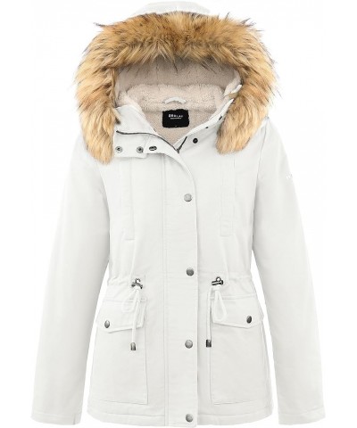 Women's Winter Parka Jacket Hooded Warm Coat Padded Jacket with Detachable Faux Fur Beige $41.25 Jackets