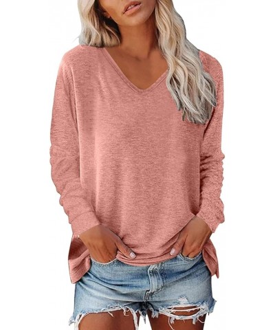 Women's Round Neck Long Sleeve Shirts Casual Dressy Lace Crochet Side Split Tunic Top Soft Tee Fall Tops 2221-uffhde-pink4 $8...