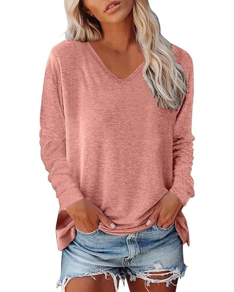 Women's Round Neck Long Sleeve Shirts Casual Dressy Lace Crochet Side Split Tunic Top Soft Tee Fall Tops 2221-uffhde-pink4 $8...