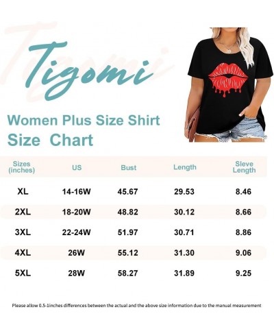 Plus Size T Shirt for Women Short Sleeve Shirts Tops Print Graphic Pattern Tunic Summer Blouse XL-5XL 14-28 9_ F052_ Fashion ...