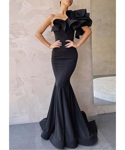 Women's Mermaid One Shoulder Ruffles Prom Dresses Evening Gowns A-grape $46.70 Dresses