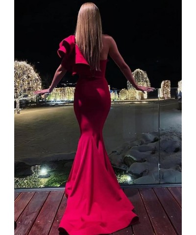 Women's Mermaid One Shoulder Ruffles Prom Dresses Evening Gowns A-grape $46.70 Dresses