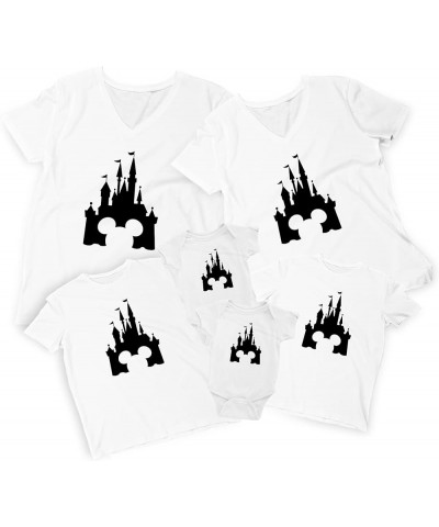 Family Matching Castle Mickey Minnie V-Neck T-Shirts Little Girl White-na $13.45 Tops