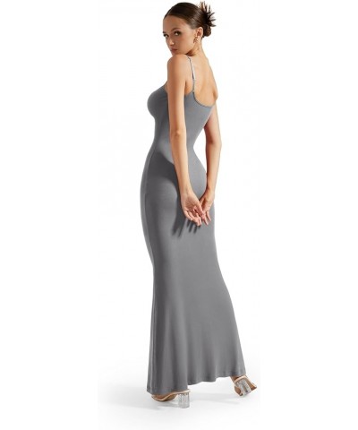 Women Ribbed Long Slip Maxi Dress Sleeveless Sexy Bodycon Dresses 1 Grey $13.32 Dresses