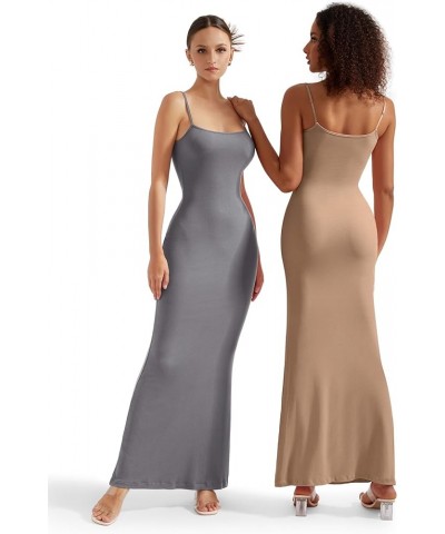 Women Ribbed Long Slip Maxi Dress Sleeveless Sexy Bodycon Dresses 1 Grey $13.32 Dresses