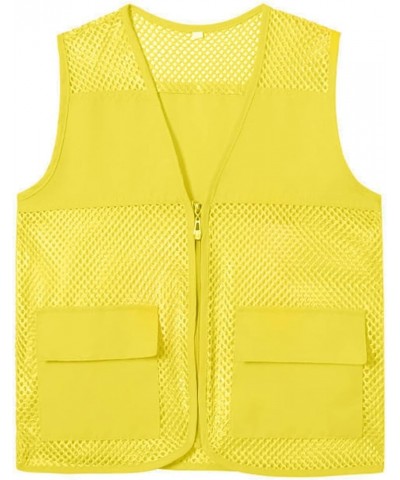 Adult Mesh Volunteer Activity Vest Supermarket Uniform Vests Clerk Workwear with Pockets Yellow $5.25 Vests