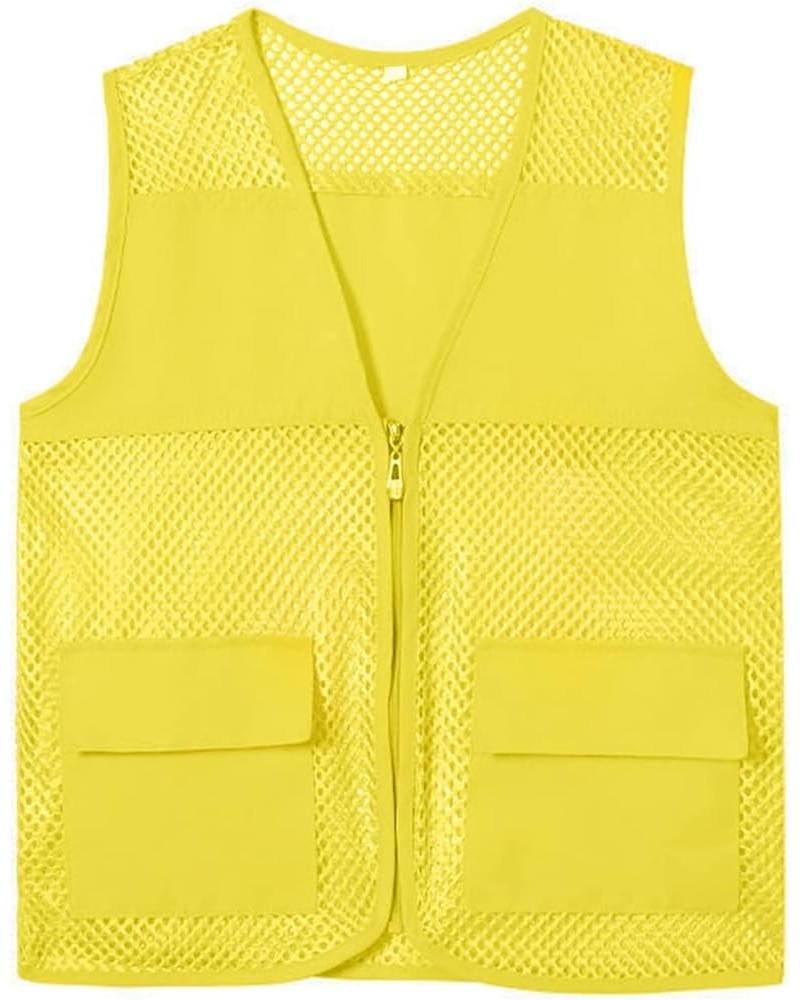 Adult Mesh Volunteer Activity Vest Supermarket Uniform Vests Clerk Workwear with Pockets Yellow $5.25 Vests