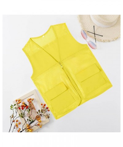 Adult Mesh Volunteer Activity Vest Supermarket Uniform Vests Clerk Workwear with Pockets Yellow $5.25 Vests