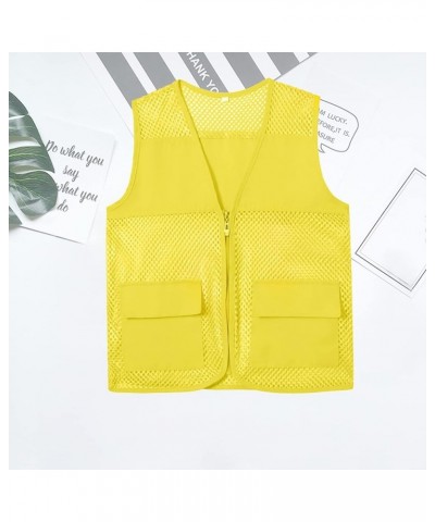 Adult Mesh Volunteer Activity Vest Supermarket Uniform Vests Clerk Workwear with Pockets Yellow $5.25 Vests