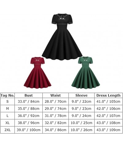 Women Short Sleeve 1950s Retro Vintage Cocktail Party Swing Dress Polka Dot Audrey Dress Casual A-Line Work Dress with Belt W...