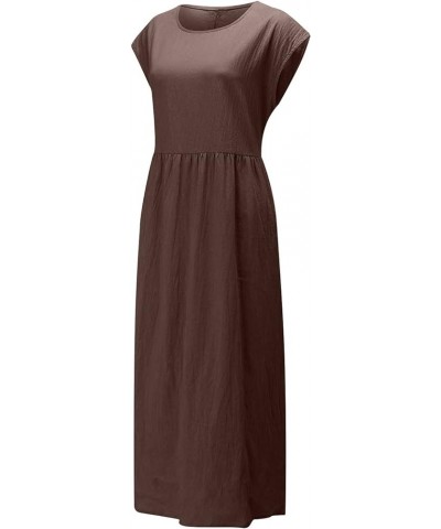 Maxi Dresses for Women,2023 Spring Summer Trendy Plain Cotton Linen Dress,Casual Boho Plus Size Beach Dress G-brown $12.04 Ot...