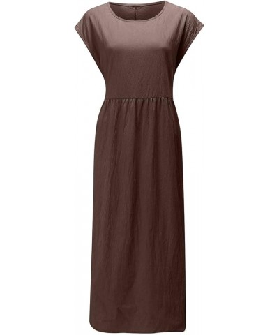 Maxi Dresses for Women,2023 Spring Summer Trendy Plain Cotton Linen Dress,Casual Boho Plus Size Beach Dress G-brown $12.04 Ot...