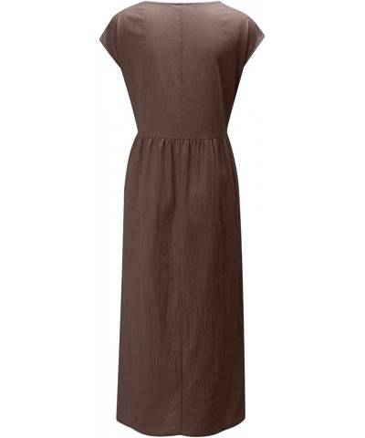 Maxi Dresses for Women,2023 Spring Summer Trendy Plain Cotton Linen Dress,Casual Boho Plus Size Beach Dress G-brown $12.04 Ot...