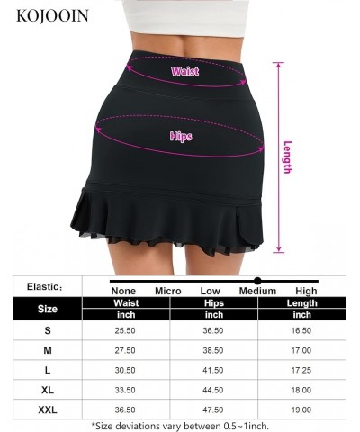 Women Athletic Tennis Skirt Pleated Ruffle Hem High Waisted Golf Skirts with Pockets Shorts Running Workout Black $13.72 Skirts