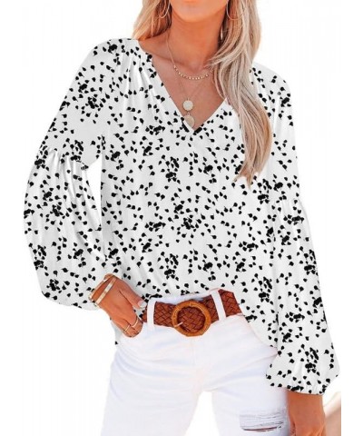 Women's Casual Boho Floral Print V Neck Long Sleeve Loose Blouses Shirts Tops 2 Alicia Floral White $13.46 Blouses