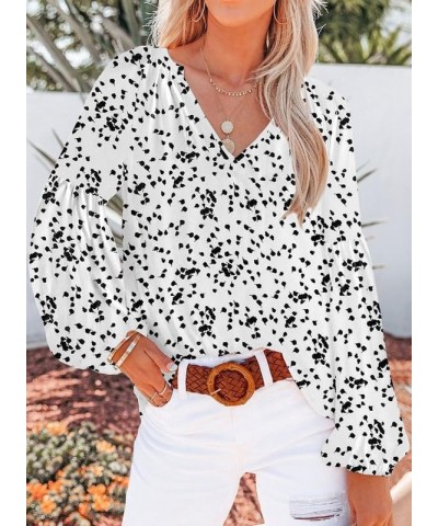 Women's Casual Boho Floral Print V Neck Long Sleeve Loose Blouses Shirts Tops 2 Alicia Floral White $13.46 Blouses