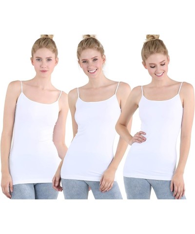 Women Seamless Premium Classic Camisole, Made in U.S.A, One Size 3 Pack: White, White, White $10.36 Tanks