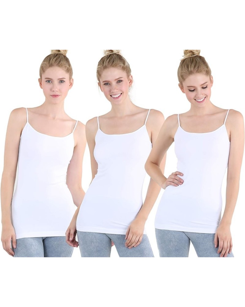 Women Seamless Premium Classic Camisole, Made in U.S.A, One Size 3 Pack: White, White, White $10.36 Tanks