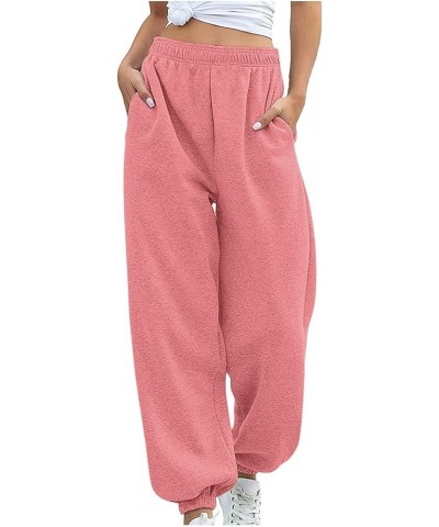 Women's Casual Baggy Sweatpants Athletic Workout Drawstring High Waisted Cinch Bottom Gym Lounge Joggers with Pockets Pink $1...