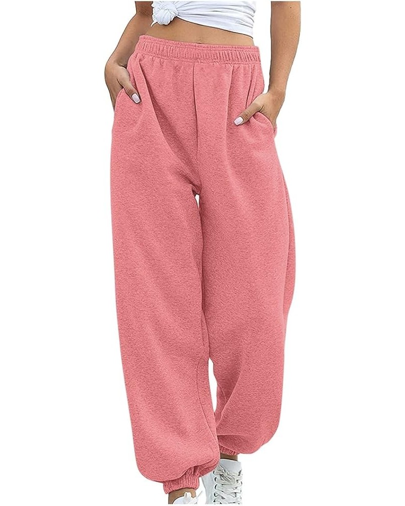 Women's Casual Baggy Sweatpants Athletic Workout Drawstring High Waisted Cinch Bottom Gym Lounge Joggers with Pockets Pink $1...