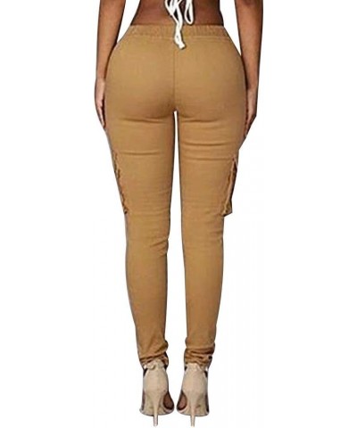 Women's Casaul Stretchy Pull-on Waist Skinny Solid Color Slim Leg Leggings Pants Yellow $12.82 Activewear