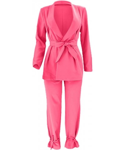 Pants Suits for Women Dressy 2 Piece Casual Plus Size Open Front Blazer Pant Suit Set Wedding Prom Work Business Suit D-hot P...