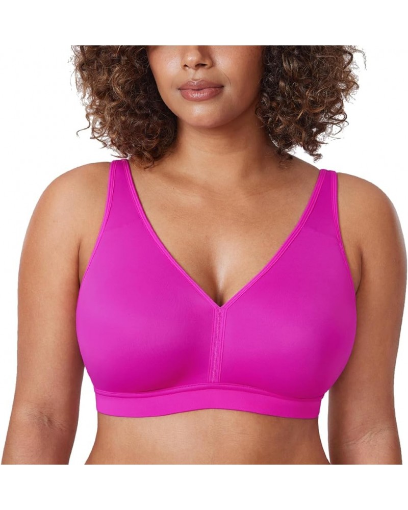 Women's Plus Size Wireless Bra Support Comfort Full Coverage Unlined No Underwire Smooth Rose Purple $19.46 Lingerie