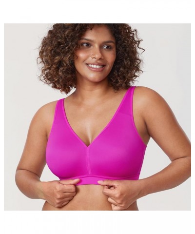 Women's Plus Size Wireless Bra Support Comfort Full Coverage Unlined No Underwire Smooth Rose Purple $19.46 Lingerie