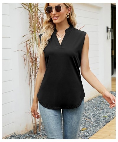 Women's Tank Tops V Neck Blouses Summer Sleeveless Casual Shirt Black $9.60 Tanks