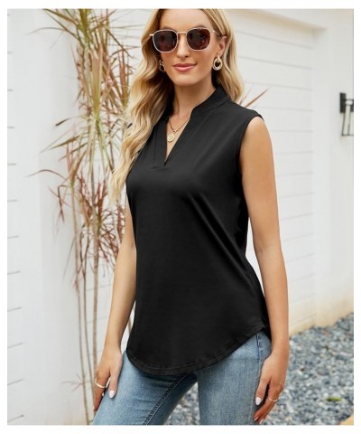 Women's Tank Tops V Neck Blouses Summer Sleeveless Casual Shirt Black $9.60 Tanks