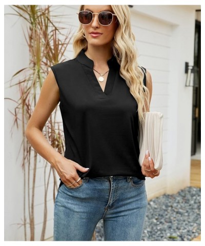 Women's Tank Tops V Neck Blouses Summer Sleeveless Casual Shirt Black $9.60 Tanks