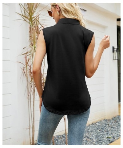 Women's Tank Tops V Neck Blouses Summer Sleeveless Casual Shirt Black $9.60 Tanks