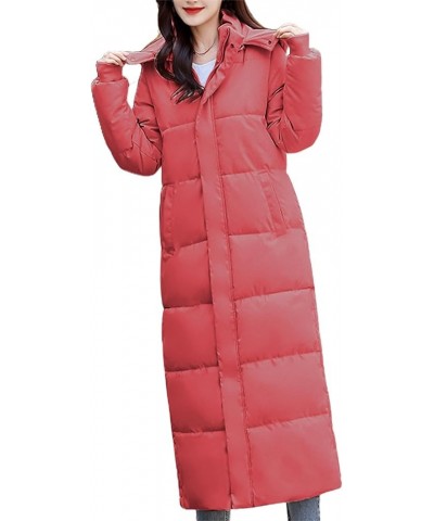 Winter Coat for Women Plus Size Long Quilted Outerwear Plush Hooded Puffer Jacket Thicken Warm Padded Overcoat 2-red $18.97 J...