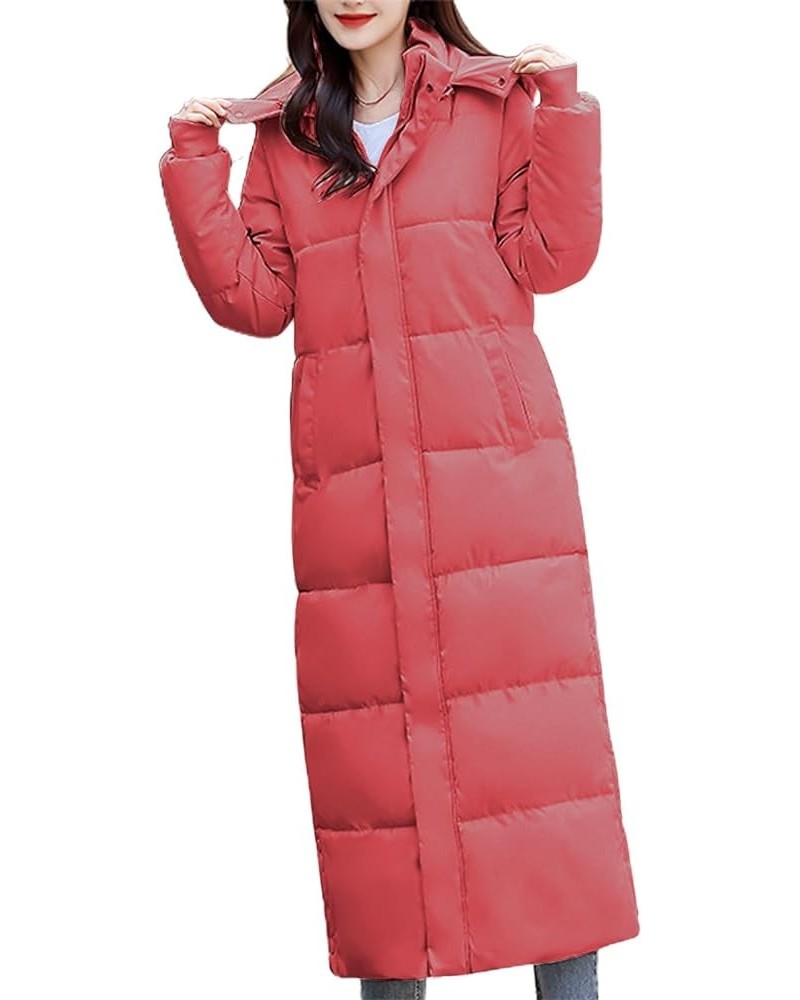 Winter Coat for Women Plus Size Long Quilted Outerwear Plush Hooded Puffer Jacket Thicken Warm Padded Overcoat 2-red $18.97 J...