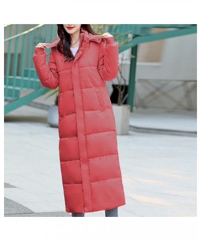 Winter Coat for Women Plus Size Long Quilted Outerwear Plush Hooded Puffer Jacket Thicken Warm Padded Overcoat 2-red $18.97 J...