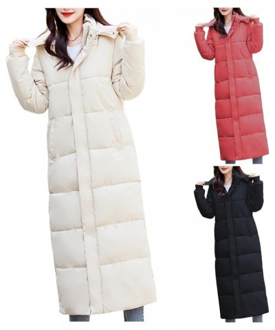 Winter Coat for Women Plus Size Long Quilted Outerwear Plush Hooded Puffer Jacket Thicken Warm Padded Overcoat 2-red $18.97 J...