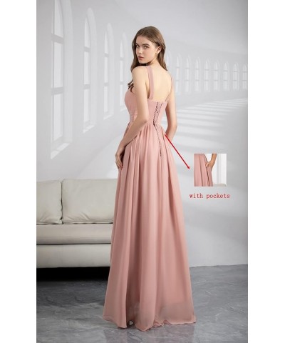 Women's Halter Chiffon Bridesmaid Dresses High Low for Wedding A-Line Pleated Formal Gown with Pockets Purple $31.34 Dresses