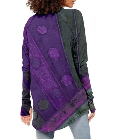 Tunic Tops Women's Casual Long Sleeve Tops Crew Neck Round Hem Loose T-Shirts Tunic Tops with Thumb Holes 04-dark Purple $8.0...