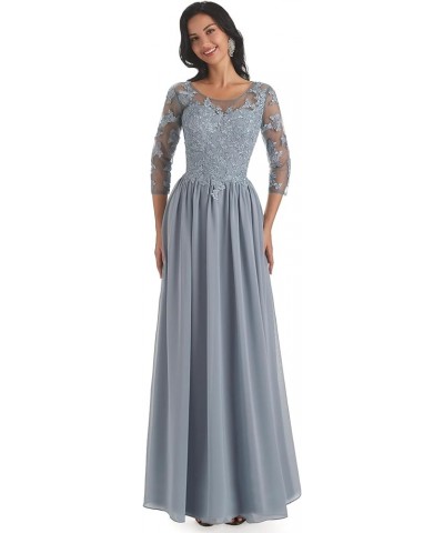 Lace Mother of The Bride Dress for Wedding Long A-Line Chiffon Formal Party Gown with Sleeves Dusty Rose $35.70 Dresses