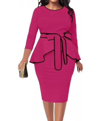 Plus Size Women's Church Dresses Vintage Bodycon Elegant 3/4 Sleeve Pencil Dress 3-rose Red Black $16.80 Dresses