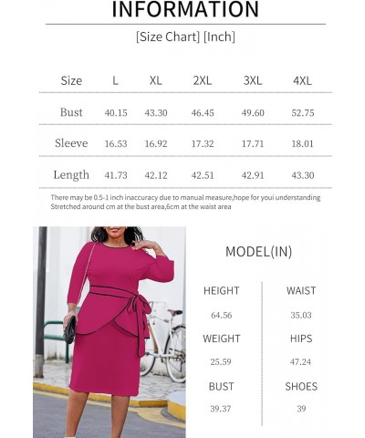 Plus Size Women's Church Dresses Vintage Bodycon Elegant 3/4 Sleeve Pencil Dress 3-rose Red Black $16.80 Dresses