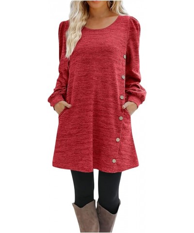 Christmas Dresses for Women Elegant Plus Size Casual T Shirt Dresses Fall Loose Flowy Swing Tunic Dress 03 Red $14.05 Dresses